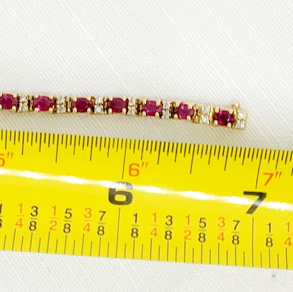 Ruby and diamond tennis bracelet - Picture 4 of 4
